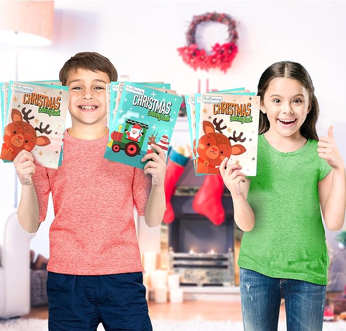 ArtCreativity Christmas Coloring Books for Kids Bulk, Pack of 24, 8.5" X 11" Large Booklets, Fun Christmas Treats Prizes, Favor Bag Fillers