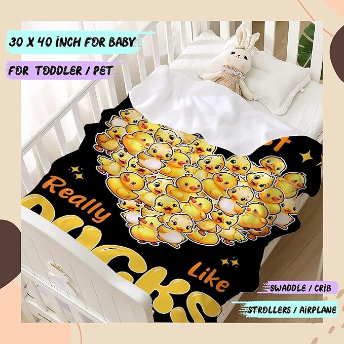 I Just Really Like Ducks Blanket Adult duck Blanket Kids Funny Blanket Suitable for Bedroom bed sofa Crib Couch Chair outdoor All Season Items That Yellow Duck Lovers Will Love 60"x50"for Teens
