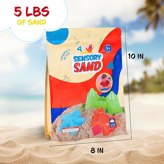 Sensory Sand Bulk Refill 5 Pounds of Brown Sensory Play Sand for Boys and Girls