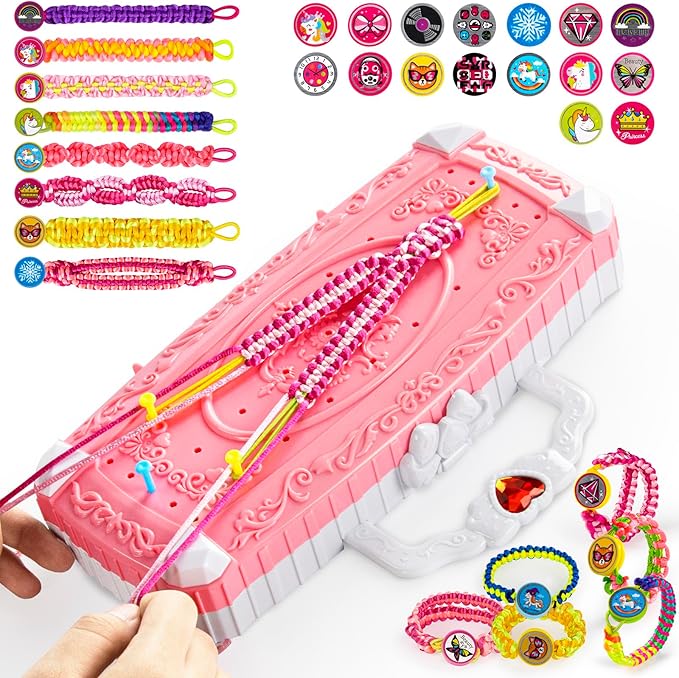 TQRAZ Friendship Bracelet Making Kit, DIY Arts and Crafts Toys for Girls, Jewelry String Maker Kit, Birthday Gifts Ideas for Girls 6 7 8 9 10 11 12+ Years Old(Pink)