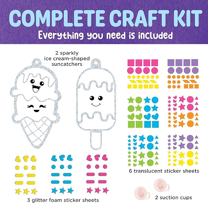 Creativity for Kids Sticker Sun Catchers Mini Craft Kit: Create 2 Suncatchers - Toddler Stocking Stuffers and Gifts Ages 3-4+, Arts & Crafts for Kids, Window Art for Kids