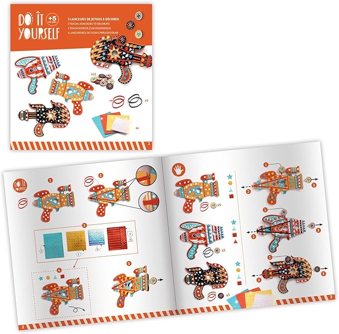 Djeco-US Kosmik Token Launchers - Makes 3 Arts & Crafts for Ages 6 to 9