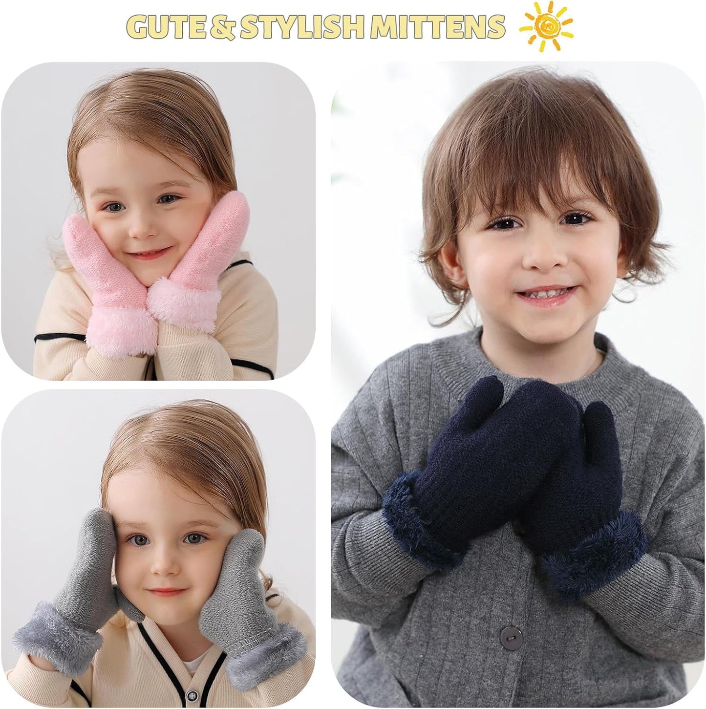 PESAAT Baby Girl Mittens Fleece Toddler Boy Mittens Warm Kids Winter Gloves Unisex Cold Weather Baby Gloves