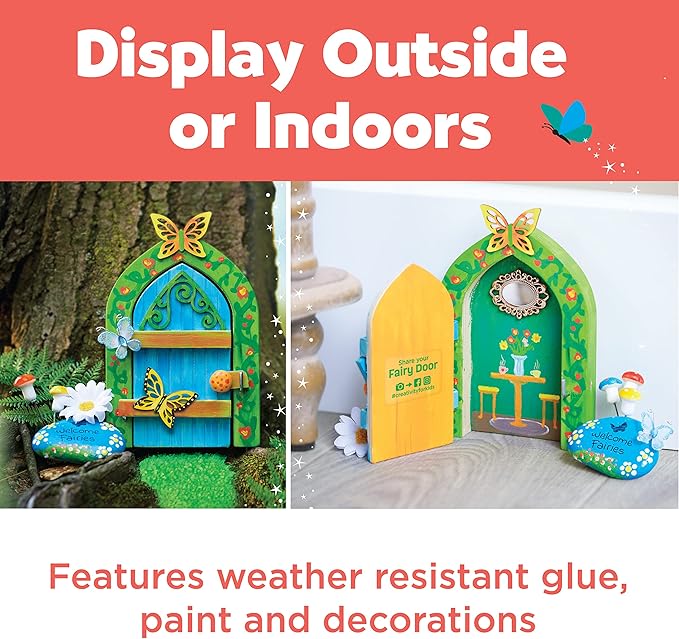 Creativity for Kids Butterfly Fairy Door Kit - Painting Arts and Crafts for Kids, Creative Gifts for Girls and Boys Age 6-7+ Yellow