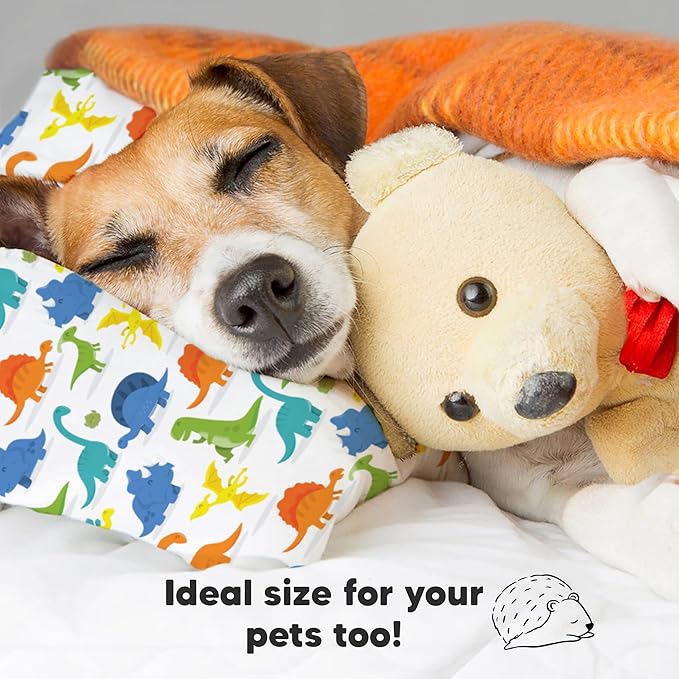 Toddler Pillow with Pillowcase - 13x18 My Little Dreamy Pillow, Organic Cotton Toddler Pillows for Sleeping, Kids Pillow, Travel Pillows, Mini Pillow, Nursery Pillow, Toddler Bed Pillow (Happy Dino)