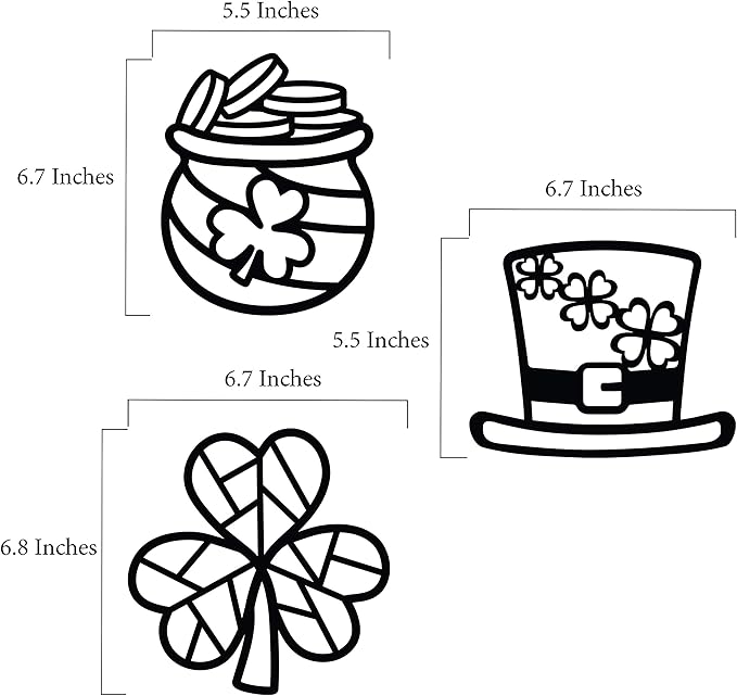 VHALE Suncatchers Craft 3 Sets (9 Cutouts) w Tissue Papers Stained Glass Effect Paper Sun Catcher Kit, Window Art, Classroom Crafts, Creative Art Projects, Kids Party Favors (St. Patrick's Day)