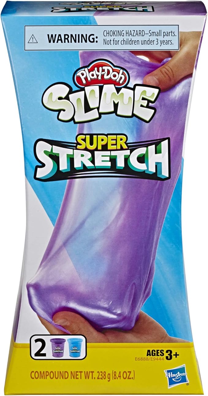 Play-Doh Slime Super Stretch 2-Pack for Kids 3 Years and Up - Purple and Blue