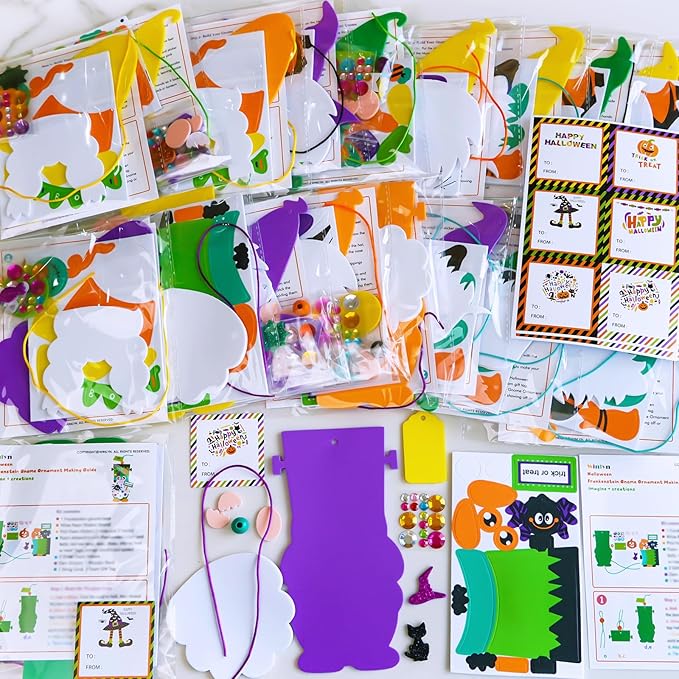 Winlyn 24 Sets Halloween Crafts Fall Crafts Kids DIY Gnome Ornaments Decorations Halloween Craft Kits Gnome Foam Stickers Halloween Arts and Crafts for Kids Home Classroom Art Activities Party Favors