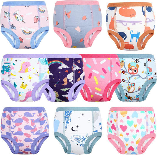 MooMoo Baby Potty Training Underwear 10 Packs Absorbent Toddler Training Pants for Boys and Girls Cotton Pee Pants 2T-9T