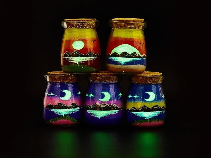 YUANLUGV Sand Art Bottles, Colored Sand with Luminous Sand Art Crafts Gift for Kids, Elegant and Exquisite Sand Art Craft Bottle，Gifts for Girls Boys Kids Women Birthday (A)