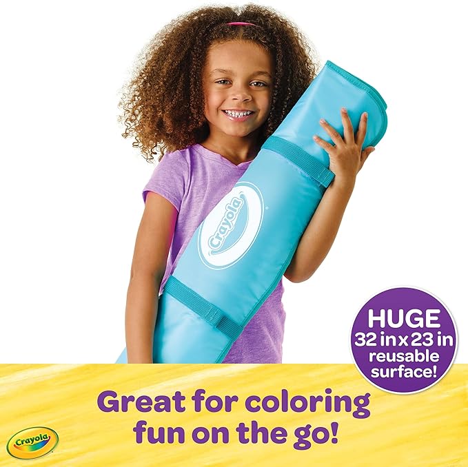 Crayola Color and Erase Mat, Giant Reusable Coloring Pad, Washable Markers, Travel Activity for Kids, Gift for Kids, Ages 3+