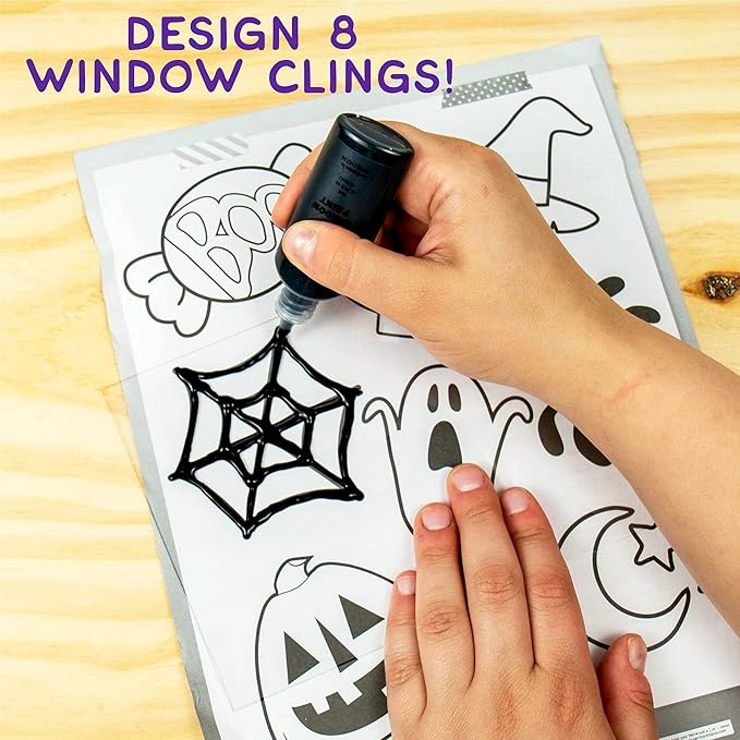 Made By Me Create Your Own Halloween Window Art, DIY Suncatcher Kit and Clings, Great Staycation or Sleepover Activity, Fun Group Activity, Arts and Crafts Set for Kids Ages 6, 7, 8, 9