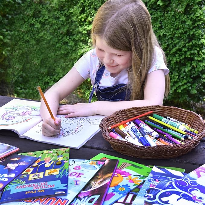 Kappa Coloring and Activity Books for Girls and Boys Numbers and Picture Dictionary Girl Power Mermaid Dinosaurs Trucks 8.5”x11” Extra Large Size for Hours of Fun, Ages 2-4, 4-8, 8-12 (Pack of 12)