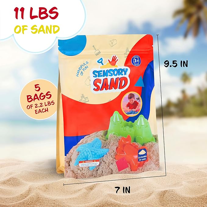 Sensory Sand Bulk 11 Pounds Natural Brown Color Play Sand in Container