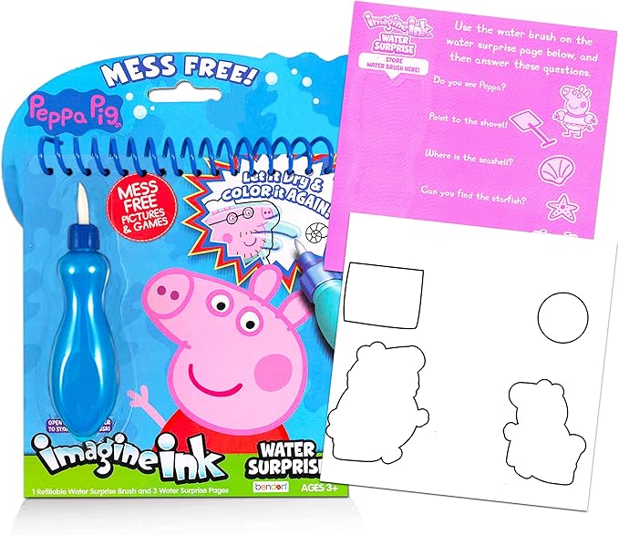 Paint with Water Books for Kids Bundle ~ 3 Mess-Free Imagine Ink Painting Books with Water Surprise Brushes with Mickey Mouse, Peppa Pig, and More