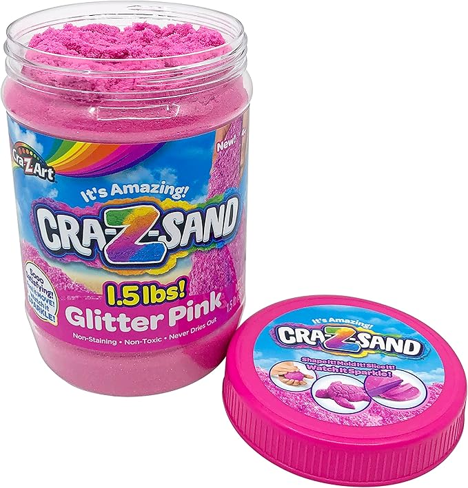 Cra-Z-Art Cra-Z-Sand Party Pack Glitter Pink Sand 3 Pack of 1.5lb Jars, Bulk Party Favor 3 Pack