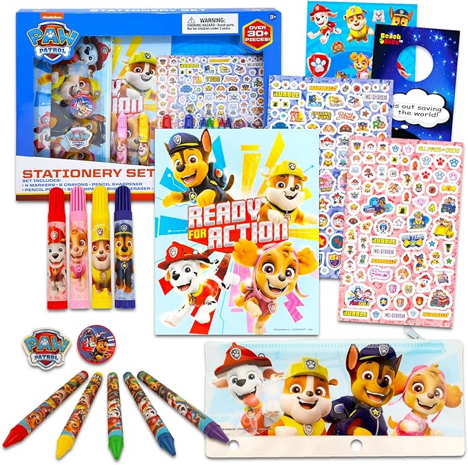 Paw Patrol Activity Set - Bundle of 30 Pc Coloring Books, Stickers, Markers, Sketchpad, and More | Paw Patrol Stationery Drawing Pack for Kids