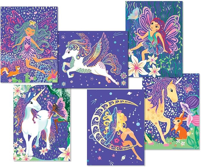 Totally Magical Forest Fairies and Unicorns Scratch Art Kit to Make, Display and Share