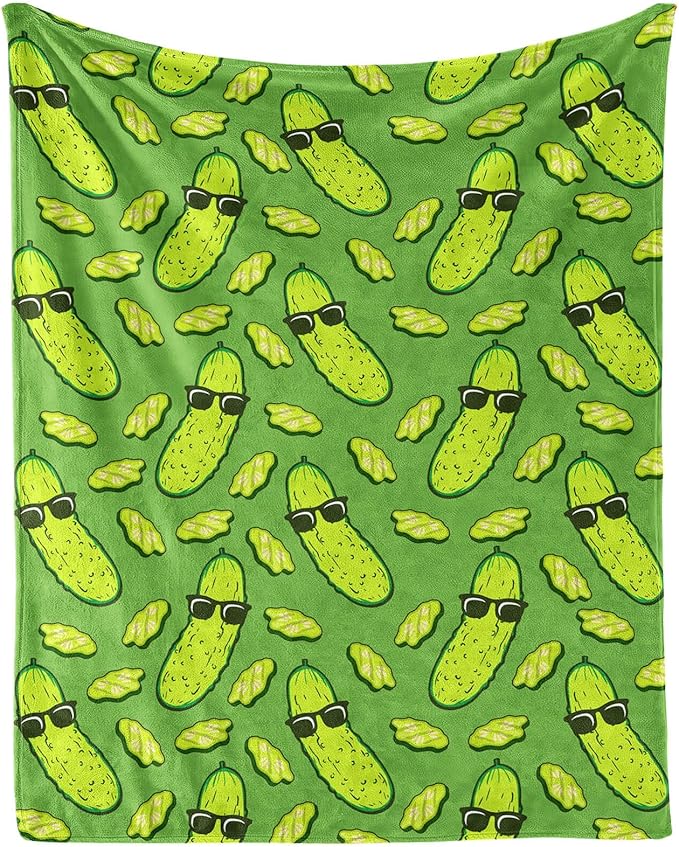 Pickle Blanket for Boys Girls, Cute Pickle Themed Design Printed Throw Blankets for Kids Lap, Chair, Warm Soft Cozy Blanket, 30"x 40"
