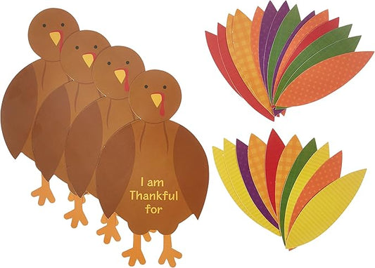 amscan Paper Turkey Craft Kit - Makes 4 Turkeys - Thanksgiving Party Activity