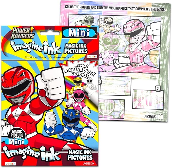 Mess Free Coloring Book Set for Kids Boys - Bundle with 3 Imagine Ink Coloring Books with No Mess Invisible Ink Pens Featuring Sonic the Hedgehog, Power Rangers, Spongebob