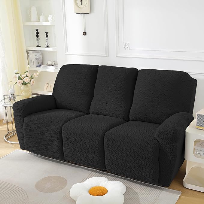 NORTHERN BROTHERS Recliner Sofa Covers 3 Seater, Reclining Sofa Cover 3 Seater, Couch Covers for Reclining Sofa, Couch Cover for Recliner Sofa 3 Seat, Recliner Sofa Covers, Black
