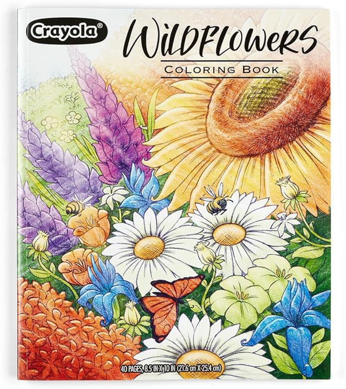 Crayola Wildflower Coloring Book (40 Pages), Premium Adult Coloring Pages, for Stress Relief and Relaxation, Gift for Adults