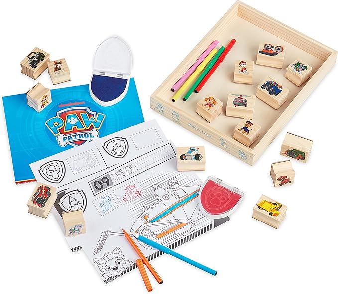 Melissa & Doug PAW Patrol Wooden Stamps Activity Set with Markers, Activity Pad (25 Pieces)