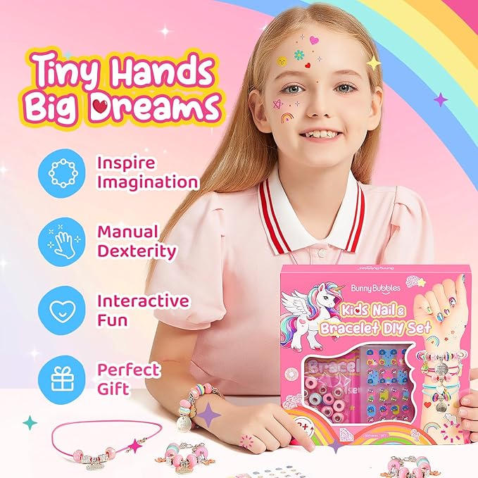 Kids Toys Bracelet Making Kit, Charms Jewelry Kit for Girls Kid Makeup Toy, Friendship Bracelet Necklace Set for Children Toddler, Arts and Crafts for 4 5 6 7 8 9 10 11 12 Years Old Girl Birthday Gift