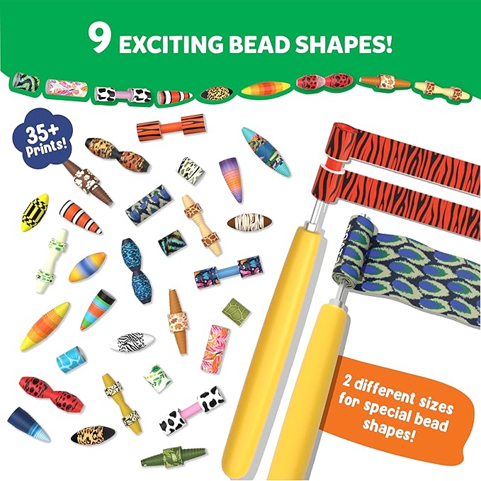 Skillmatics Craft Activity - Roll-Up Beads Jungle Party DIY Kit, 500+ Charms & Beads, Create 40+ Necklaces, Earrings and Bracelets, Gifts for Tweens and Girls, Ages 6, 7, 8, 9, 10, 11, 12, 13