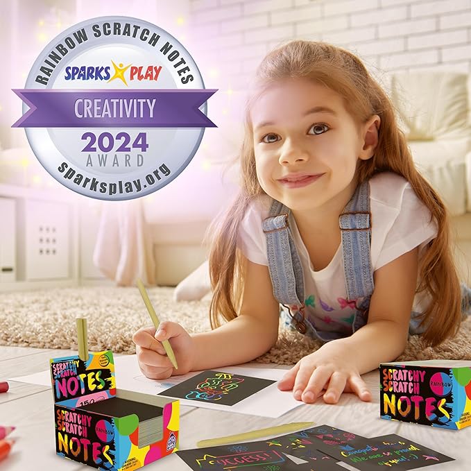 PURPLE LADYBUG 150 Rainbow Scratch Art Mini Notes - Easter Basket Stuffers for Kids, Arts and Crafts Supplies Kids Activities for Summer, Wedding, Birthday Party Games, Camping Teen Gifts