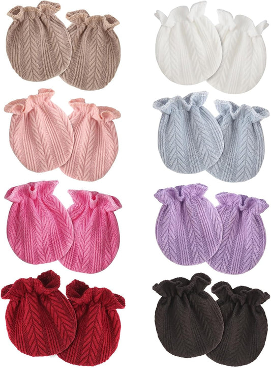 Newborn Baby Mittens No Scratch Cotton Elastic Wrist Gloves Infant Toddler Mittens for Baby Boy Girl 0-6 Months