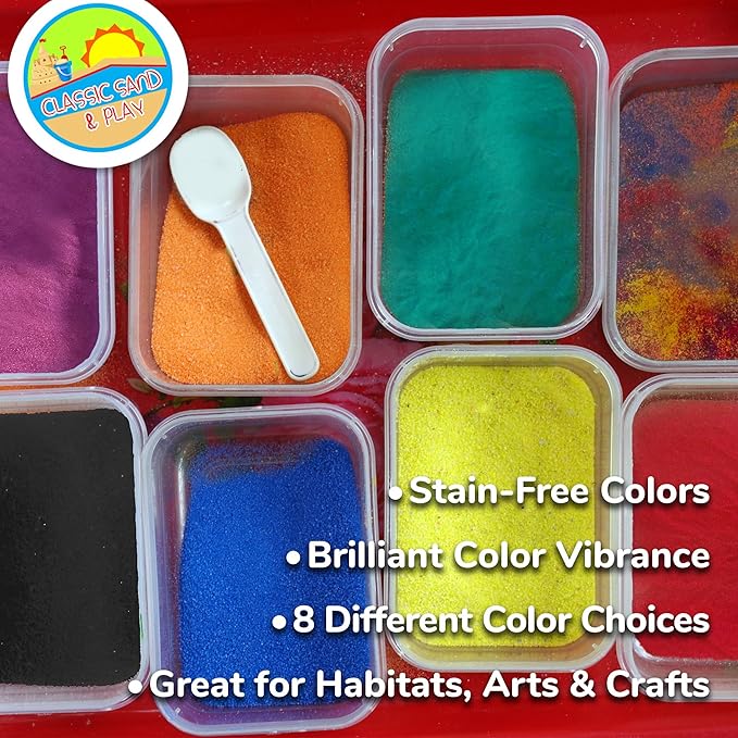 Classic Sand and Play Green Colored Play Sand, 5 lb. Bag, Natural and Non-Toxic, Fun Wet and Dry Indoor and Outdoor, Sandbox, Therapy, and Table Use, Building, Stimulate Sensory Needs