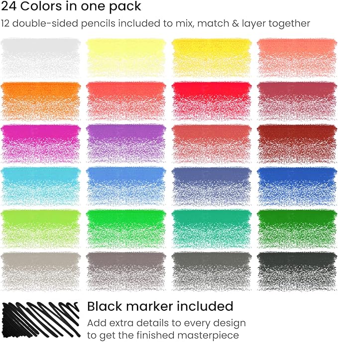 Arteza Kids Activity Book, Dot to Dot Coloring Book, 8.5 x 11 Inches, Back to School Supplies for Ages 6 and Up, 50 Sheets, 12 Double-Ended Colored Pencils, Black Marker, Eraser, Pencil Sharpener