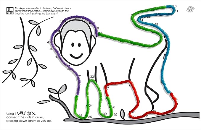 WIKKI STIX Animal Activity Pak - Features 12 Zoo Animals with Hands-on Activity and Fun Fact on Each, Made in The USA! Multiple Colors !