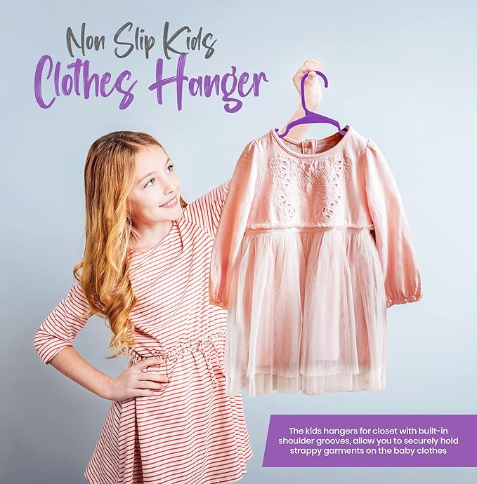 Utopia Home 60 Pack Kids Hangers - 11.5 Inch Plastic Baby Hangers for Closet - Childrens Hanger for Clothes & Infant Hanger for Closet - Ideal for Everyday Standard Use (Purple)