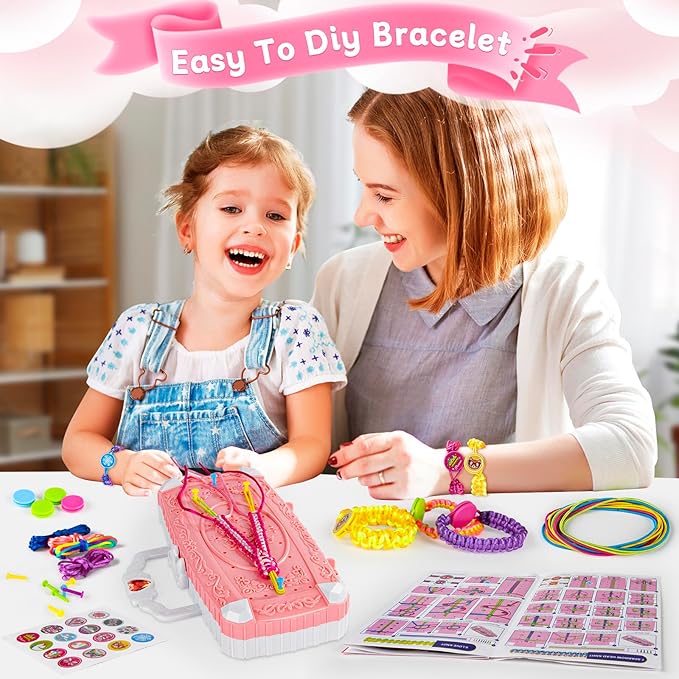 TQRAZ Friendship Bracelet Making Kit, DIY Arts and Crafts Toys for Girls, Jewelry String Maker Kit, Birthday Gifts Ideas for Girls 6 7 8 9 10 11 12+ Years Old(Pink)