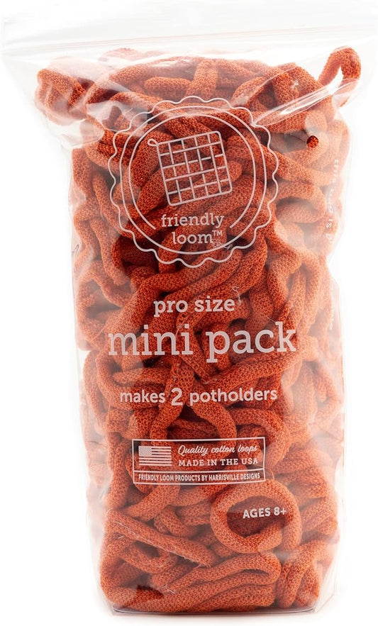 Harrisville Designs Friendly Loom | 10” PRO-Sized Orange Potholder Weaving Loops | Craft 2 Cotton Potholders