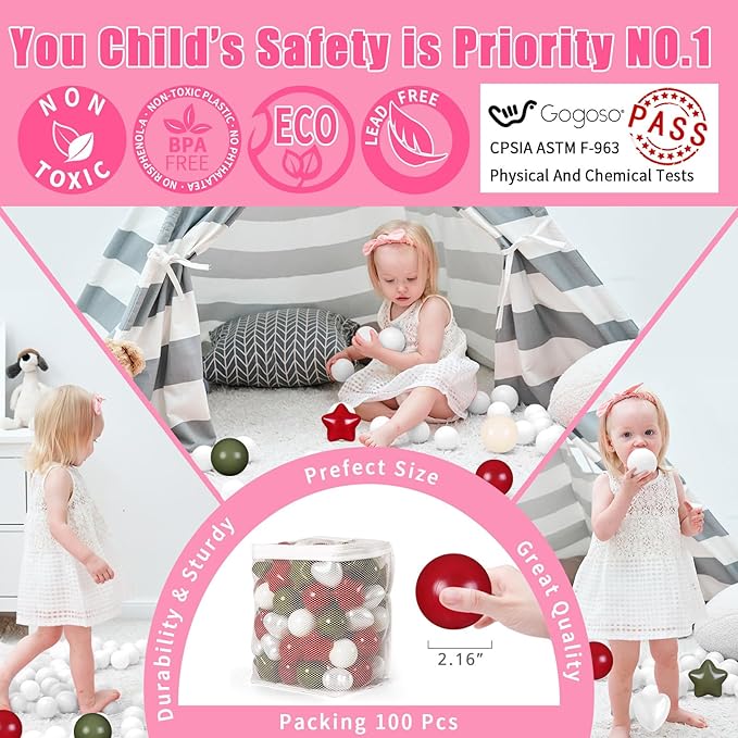 GOGOSO Ball Pit Balls,Plastics Balls for Ball Pit, Stars Hearts Shape for PastelBall for Toddlers Kids