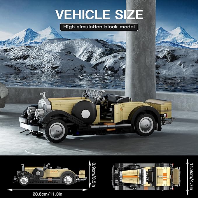 Mould King Classic Car Building Sets, 10115 Retro Car Model Build and Display, Collectible Vintage Antique Vehicle Toys, Car Kits for Adults and Boys Girls Kids Aged 14+(1380 Pieces)