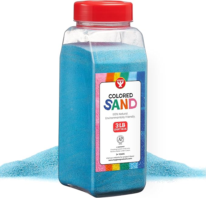 Hygloss Products Colored Play Sand - Assorted Colorful Craft Art Bucket O' Sand, Light Blue, 3 lb