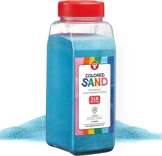Hygloss Products Colored Play Sand - Assorted Colorful Craft Art Bucket O' Sand, Light Blue, 3 lb