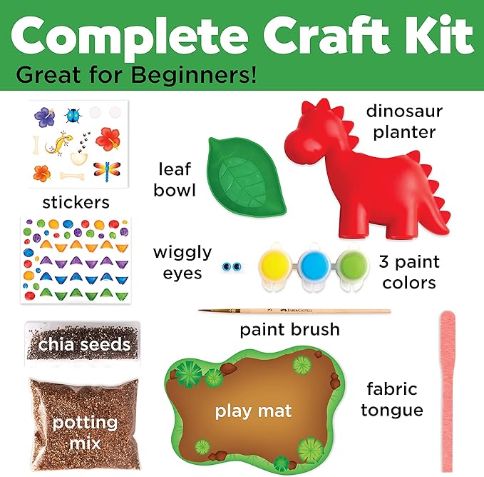 Creativity for Kids Dinosaur Self Watering Plant Pet, Kids Plant Growing Kit, Dinosaur Crafts for Boys and Girls Ages 6-8+, Medium