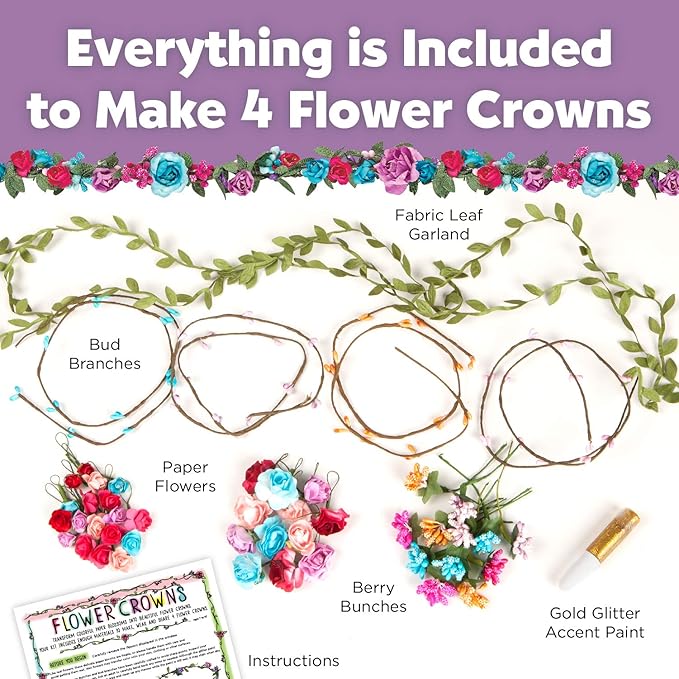 Creativity for Kids Flower Crowns Craft Kit - Create 4 Hair Accessories