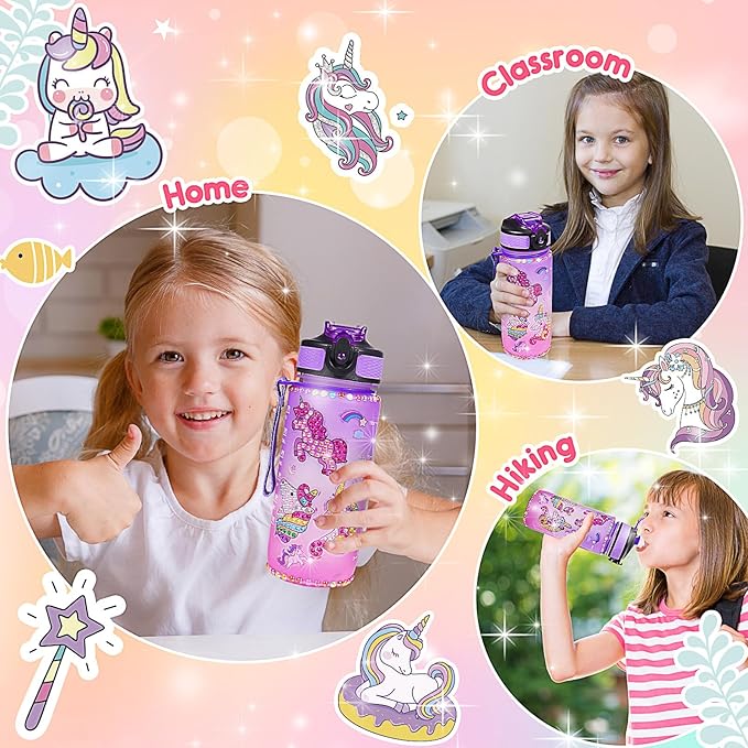 ZapWhiz Unicorn Toys for Girls Age 4-6, Decorate Your Own Water Bottle Kits for Girls,Diamond Painting Kits for Kids with Unicorn Stickers Craft Kits for Girls Gifts for 4-12 Year Old