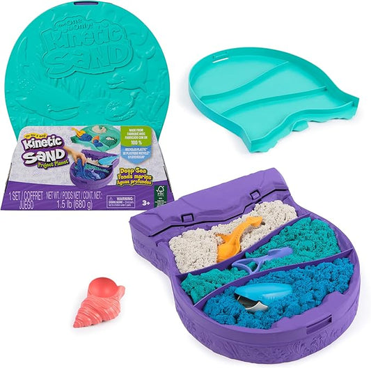 Kinetic Sand, Project Planet Deep Sea with 24oz Play Sand & Sea Creature Tools, Sustainably Minded Eco Friendly Materials, Sensory Toys for Kids