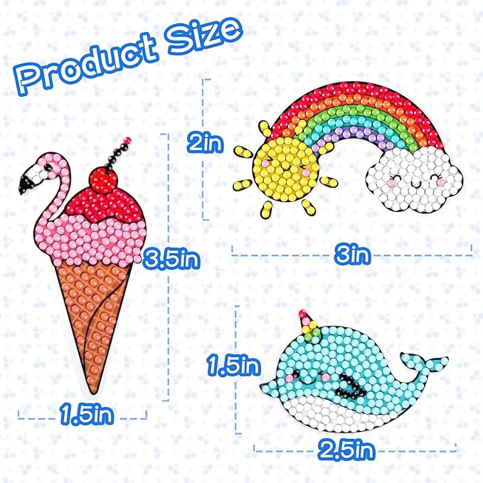 Cymbana 5D Painting Diamond Stickers Kits 25 Pcs Diamonds Dots Arts and Crafts for Kids Ages 6-8 8-12 Contains Unicorn, Mermaid, Cat