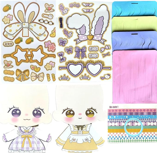 Muloo Goods Paper Craft DIY Hair Stylist for Kids, Fun Paper Cut Set, 4 Wigs (10)