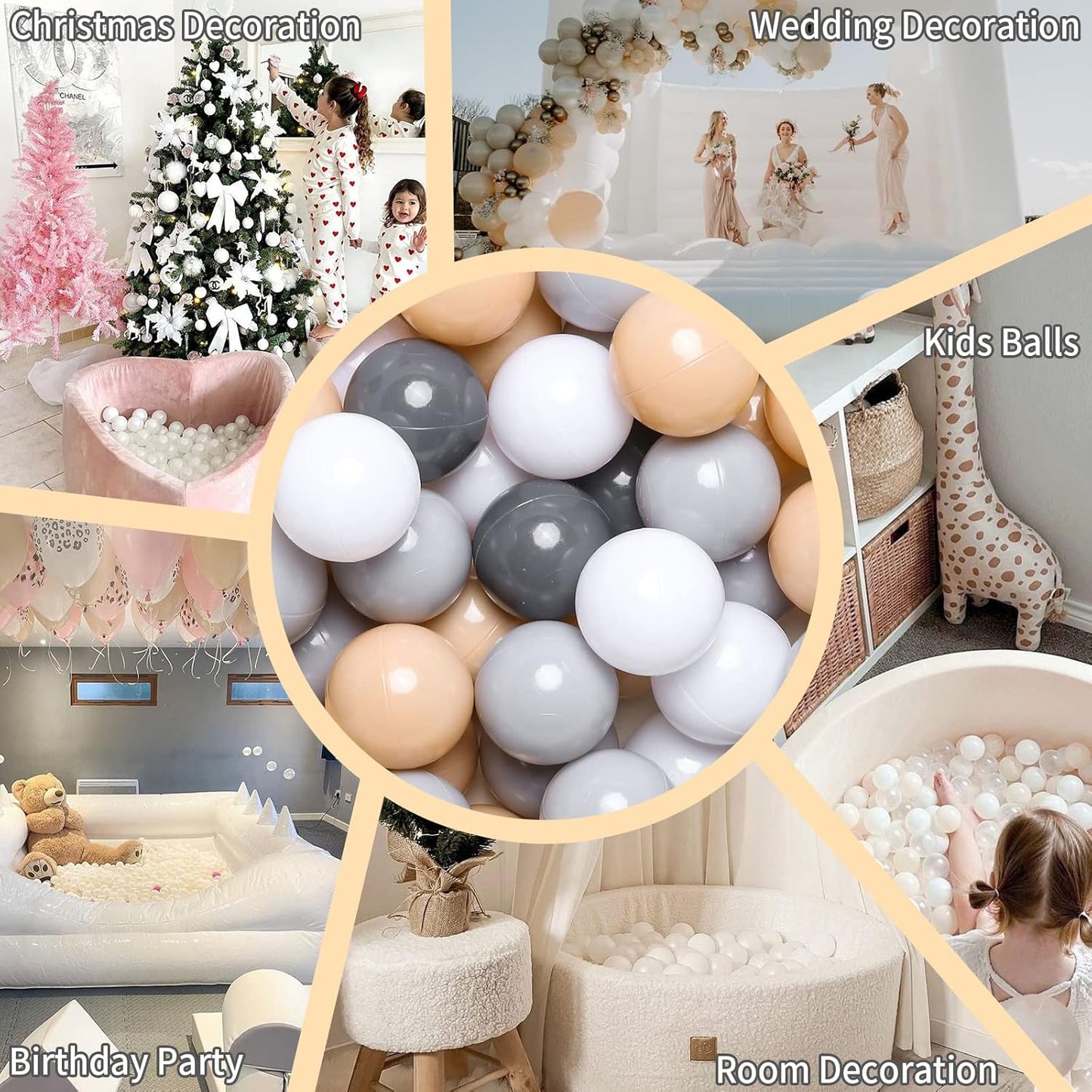 GOGOSO Ball Pits Balls for Toddlers Pack of 50 100 200 Plastics Shape Ball Non-Phthalate Non-BPA Non-Toxic 2.2-Inch Crush Proof Play Balls