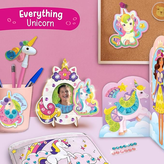Imagimake Unicorn Craft Kit | 20+ Mess Free Activities | Bracelet Making Kit, Magnetic Board Princess Dress Up, Unicorn Stickers and More | Christmas Gifts & Christmas Crafts for Girls Ages 5, 6, 7, 8